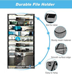 Solinxe 10 Tier Wall File Organizer, Vertical Mesh Paper Mail Organizer Wall Mounted Magazine Rack, Metal Clipboard Storage for Office, Home, Classroom, Black