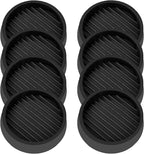 VOCOMO 4X4 Round Rubber Caster Cups, Non Slip Furniture Pads, Anti-Slip Gripper, Anti Skid Furniture Feet, Anti Slide Floor Protector for Bed Couch Table Chair Stoppers (Black, 8 Pack)