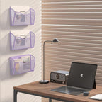 EasyPAG Single Pocket Wall File Organizer, Mesh Hanging File Folder Organizer for Letter/A4 Size Folders, Wall Mounted Vertical Mail Holder for Paperwork, Office, Home, School, Purple