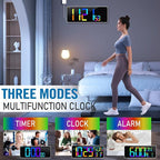 KMMKGG Large 13.7" LED Digital Timer（5''Nunmber）, 11 Color Changing, Count Up/Down Timer with Remote Control, Adjustable Brightness Wall Clock for Home, Office, Gym, Elderly, Auto DST