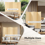 JOSTYLE Room Divider 4 Panel Folding Privacy Screen, Bamboo Room Divider Screen - 6 ft. Tall Wall Divider for Room Separation Freestanding Partition Separators, Beige