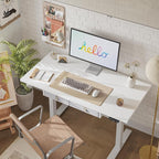 Agilestic Standing Desk with 2 Drawers, Adjustable Height Electric Desk with Storage, 48 x 24 Inches Sit Stand Up Computer Table for Work Office Home, White