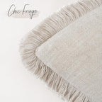 Foindtower Set of 2 Decorative Linen Fringe Throw Pillow Covers Cozy Boho Farmhouse Cushion Cover with Tassels Soft Accent Pillowcase for Couch Sofa Living Room Home Decor, 26×26 Inch, Natural Beige