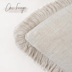 Foindtower Set of 2 Decorative Linen Fringe Lumbar Throw Pillow Covers Boho Farmhouse Cushion Cover with Tassels Cozy Accent Pillowcase for Sofa Couch Living Room Home Decor,12×20 Inch,Natural Beige