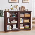 RWYHG 43" Walnut Tall Bookshelf Set of 3,3-Tier Thick Wooden Book Shelf with Adjustable Shelves,Free Standing Farmhouse Bookcase with Open Display Storage,Floor Vintage Bookshelves for Living Room