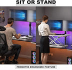 Decoholic White Small Single 24 inch Scissors Lift Keyboard and Mouse Riser ,Height Adjustable Standing Desk Converter,for Ergonomic Sit Stand Workstations (24 inch WH)