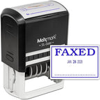 MaxMark Large Self-Inking Rubber Date Office Stamp with Faxed Phrase & Date - Blue Ink, 12-Year Band - Style 3
