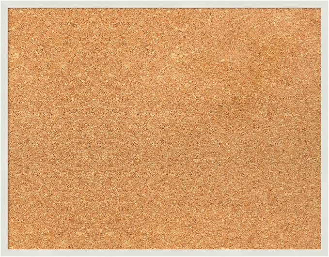 Amanti Art Natural Cork Board for Wall, 15x19 Vision Board with White Frame, Small Corkboard Office Decor for Home Organization, Modern Corkboard Pinboard to Display Items for Home Organization in