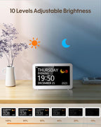 Digital Clock with Date and Day of Week, Dementia Clocks Battery Operated Alarm Clock with 20 Alarms and Medicine Reminders, 7" Large Display Rechargeable Desk Clock for Elderly Seniors Alzheimers
