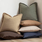 Foindtower Set of 2 Decorative Linen Fringe Throw Pillow Covers Boho Farmhouse Cushion Cover with Tassels Soft Accent Pillowcase for Couch Sofa Bed Living Room Home Decor,24×24 Inch,Reddish Brown