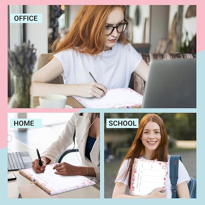 8.5x11 Weekly Planner Notepad Undated To Do List Note pad 52 Weekly Desk Wall Planner Calendar Hangble Daily Planning Pad for Work,Home,School,Ofiice Supplies,Matching 44 Notepad,Pink