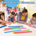 12 Inch Plastic Rulers, 32 Pack Assorted Colors Transparent Ruler Bulk, Metric Rulers with Inches and Centimeters, Straight Ruler Measuring Tool for Student Office Home Back to School Supplies