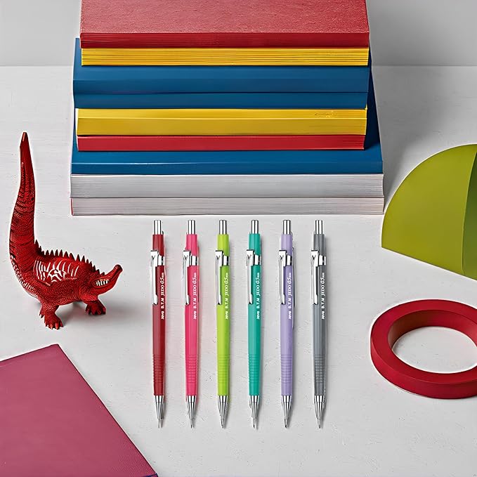 JVPEN 0.5mm Opaque Mechanical Drafting Pencil – Matte Anti‑Roll Barrel, Built-in Eraser, Precision Lead for Drawing, Writing & Office Use – 12‑Pack (Made in Korea)