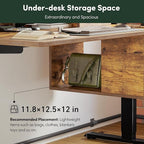 FEZIBO Electric Standing Desk 48 x 24 Inch with Monitor Shelf, 3 Drawers and Open Storage, Home Office Computer Workstation, Rustic Brown, 2 Packages