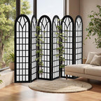 Asnefeli 6 Panel Japanese Room Divider, Shoji Style Partition Divider, Fully Assembled Wooden Privacy Screen for Home Office Bedroom Apartment Decoration, Black