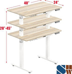SHW 40-Inch Electric Height Adjustable Standing Desk with Drawer, Memory Preset and Cable Management Tray, Maple