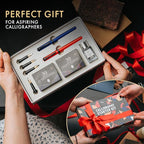 Wordsworth and Black Calligraphy Pen Set - Blue - Includes 2 Calligraphy Pens, 18 ML Ink Bottle, 60 Ink Cartridges, Ink Refill Converter, 1 Medium and 4 Broad Nibs, Brush Pen