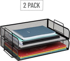 Mind Reader Stackable Paper Tray, Desktop Organizer, File Storage, Office, Metal Mesh, 13.25" L x 9.75" W x 6.25" H, 2 Pcs., Black (Pack of 8)