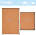 Cork Bulletin Board 24x36 inch Lockable Cork Noticeboard Enclosed Wall-Mounted Display Case for Office Classroom Home School Display Pictures （36x24, Natural Color）