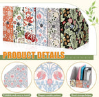 PerKoop 12 Pcs Magazine File Holder Foldable Decorative Cardboard File Folders 6 Patterns Floral Colored Magazine Rack with Printable Sticker Labels for School Office Home Desk (Floral)