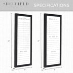 Sheffield Home Set of Two Family Planner Dry Erase Boards Featuring, Chore Chart, Shopping List, Weekly Meal Planner and Notes, 9x21 Inch, Black