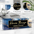 Custom Office Name Plate for Desk, Personalized Gifts for Men, Appreciation Gifts for Employee Coworkers Boss Teacher, Office Accessories (Blue Marble)