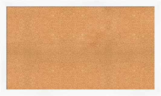 Amanti Art Natural Cork Board for Wall, 29x49 Vision Board with White Frame, Oversize Corkboard Office Decor for Home Organization, Modern Corkboard Pinboard to Display Items for Home Organization in