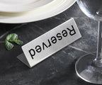 New Star Foodservice Stainless Steel Table Tent Sign (Silver (Reserved), 4.75” x 1.75” (Set of 2))