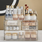 ZHIAI Stackable Organizer, Acrylic Cosmetic Organizer for Dresser, Vanity, Kitchen Cabinet, Bathroom, Under Sink, Home Organization and Storage (1 Top 5 Drawers)