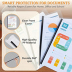 50 Pack Report Covers with Sliding Bar - Clear Plastic Presentation Folders for A4 & Letter Size Paper, 70 Sheet Capacity File Document Binder for School, Office, Resume & Business Use