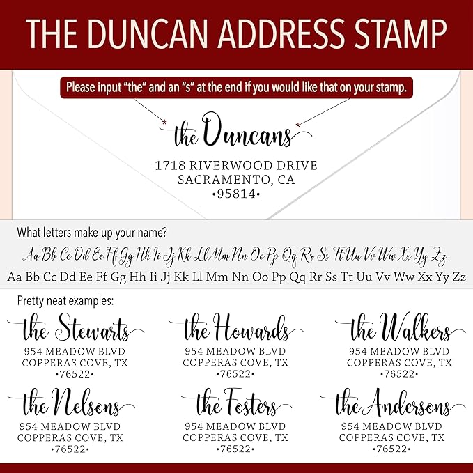 The Duncans Personalized Self-Inking Address Stamp | Envelope Return Address Stamp for Couples and Families | Custom Rubber Address Stamp (1, Xtra Large)