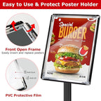 VAIIGO 3 Pack Heavy Duty Sign Holder Stand 11x17 Inch - Pedestal Floor Standing Sign Holder with Weighted Base - Vertical & Horizontal Poster/Menu Display Stands for Indoor/Outdoor Advertising, Black