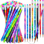 Chinco 100 Pieces Wooden Pencil with Eraser for Kids Assortment Colorful Fun Pencils Bulk with Eraser Kids Novelty Back to School Supplies for Classroom, Student Reward, Stationery Party Favors