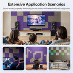 UNECHO 12 Pack 12" X 12" X 0.4" Acoustic Panels for Wall Sound Absorbing, Square Self-Adhesive Sound Panels, High Density Suitable for Multiple Scenarios(Light Camel)