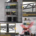 M MZG 1000 lbs 4 Tier Shelf Metal Storage Shelves Shelving Wire Rack Heavy Duty Closet Organizers for Garage Kitchen Bathroom Laundry Black 13.8" D x 35.4" W x 59.5" H