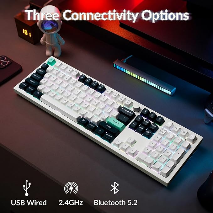 Keychron Q6 HE Wireless Custom Mechanical 100% Full Keyboard, 2.4 GHz/Bluetooth/Wired QMK Rapid Trigger Hot-Swappable Programmable Gateron Double-Rail Magnetic Switches for Mac Windows, Shell White