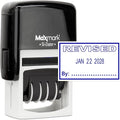 MaxMark Office Self Inking Date Stamp with Phrase Revised - Blue Ink