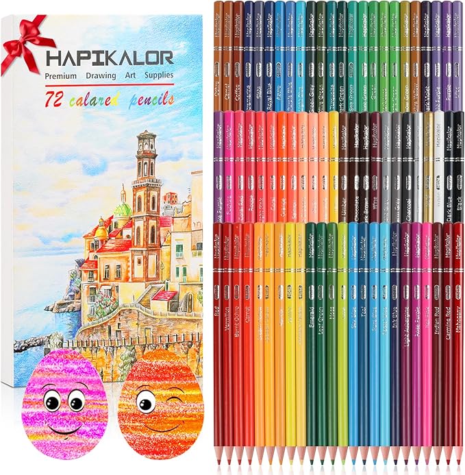 72 Colored Pencils for Adult Coloring Books, Professional Coloring Pencils Set, Art Supplies for Drawing, Sketching, Gifts for Teens