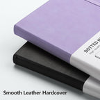RETTACY Bullet Dotted Journal Notebook, 256 Pages, A5 Medium Size (5.7'' × 8.3''), Leather Hardcover, 120 GSM Thick Paper, for Bullet Journaling, Planning, Tracking (Purple)