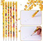 Kolewo4ever 100 Pieces Thanksgiving Pencils Assortment Cylinder Wood Pencil Maple Leaf Autumn Turkey Pencil For Thanksgiving Pumpkin Autumn Gift,6 Styles