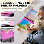 WOT I Telescoping Project Organizer, Refillable Binder with Dividers and Pockets, 13 Pocket Folders, 1 Inch 3 Ring Binder, Pink