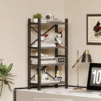 Homeiju Desktop Bookshelf, 4-Tier Stackable Narrow Desk Bookcase, Adjustable Industrial Desk Organizer Display Shelf, Wood Desktop Book Organizer for Living Room, Bedroom and Home Office(Grey)