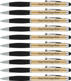 SyPen Personalized Pens With your Custom Logo or Text-300 Pack Bulk-for Businesses, Parties, and Events, 2 in 1 Ballpoint Pen & Stylus Compatible with Touchscreen Devices, Gold Barrel, Black Ink