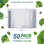 Amiff Silver Thermal Bubble Mailer, 13.75 x 10.5 Inches. 50 Pack Metallic Bubble Mailers. Self-Seal Insulated Mailers for Cold Shipping. Padded Envelopes Waterproof. Thermal Bag for Food, Cosmetics