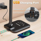 CHARYJOD LED Desk Lamp for Office Home, Height Adjustable Architect Desk Light with USB Adapter, Stepless Dimming Desk Lamp Light for Reading, Study, Workbench