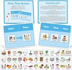 Ireer 1 Set First Then Visual Schedule for Kids 66 Communication Cards Autism Learning Materials for Special Education Classroom or at Home Kids Activity
