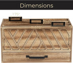 BLU MONACO | Natural Wood Desktop Mail Organizer with Drawer | Three-Tier Mail Sorter with Black Label Holders | Countertop Mail Holder & Document Storage for Home or Office