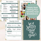 bloom daily planners 2026 Hardcover Calendar Year Goal & Vision Planner (January to December) - Monthly & Weekly Agenda Organizer - 7.5" x 9" - Eucalyptus, White