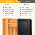 oridom Large Premium Bamboo Silverware Organizer - Expandable Drawer Organizer & Utensil Organizer - 17"x19.7" Cutlery Tray with Dividers for Kitchen Utensils and Flatware (7-9 Slots) (Natural)