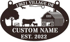 Custom Farmhouse Metal Sign | Personalized Last Name & Established Date Farm Scene Wall Art | Metal Farm Wall Art & Garden Decor | Unique Farmer Gift, Housewarming, or Ranch Decoration